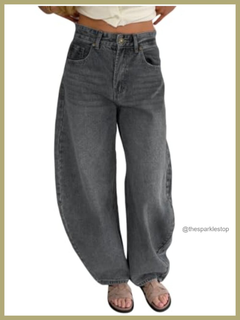 High Waisted Barrel Jeans Wide Leg Loose Fit Denim Pants